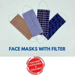 4-Pack Washable Reusable Face Masks with Filter